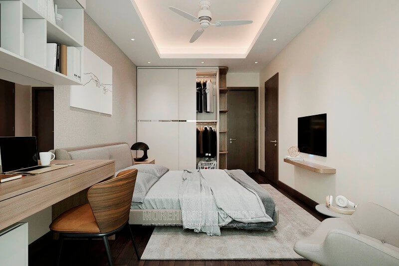 Nội thất phòng ngủ chung cư, nhà phố hiện đại với chất liệu gỗ công nghiệp nhẹ nhàng, trẻ trung 