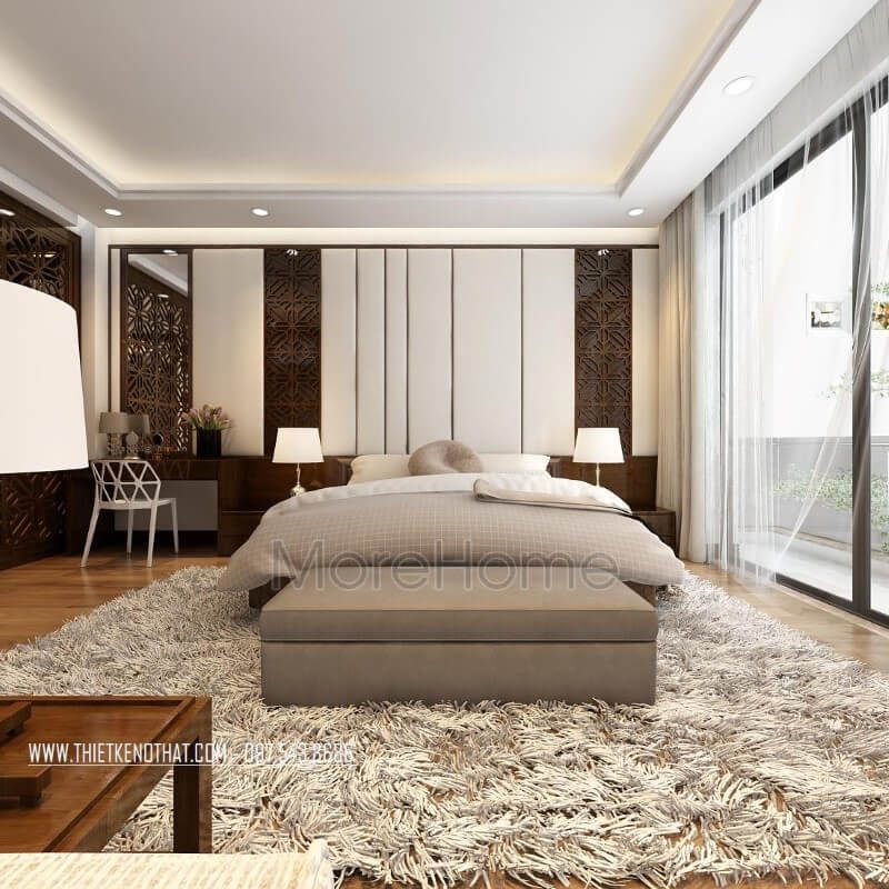 Lựa chọn giường ngủ gỗ tự nhiên đầu giường có tap cho phòng ngủ nhà phố đẹpđộc đáo