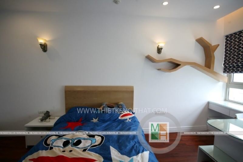 Kệ trang trí gỗ công nghiệp hình họa tiết cành cây sáng tạo