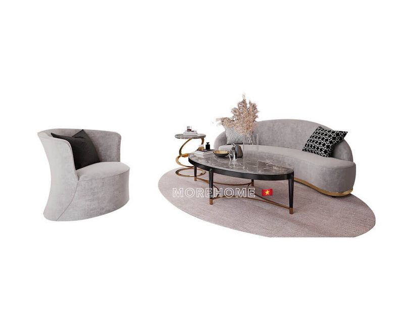 Bộ sofa bọc nỉ sang trọng, kèm bàn trà mặt đá ấn tượng đang là xu hướng được đông đảo khách hàng yêu thích và lựa chọn hiện nay