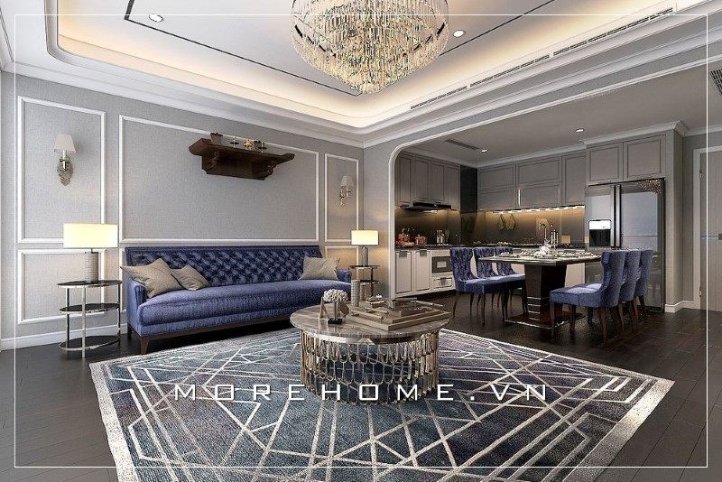 Chiếc bàn trà với thiết kế vô cùng ấn tượng đem lại sự sang trọng, thân thiện khi bước chân vào căn phòng.