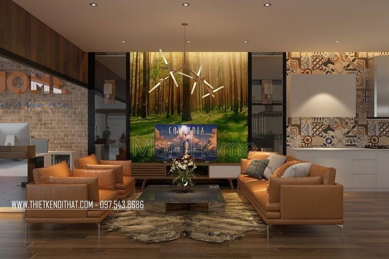 Showroom JANHOME được thiết kế nội thất khu vực tiếp khách với phong cách trang trí nội thất đẹp mắt và ấn tượng.