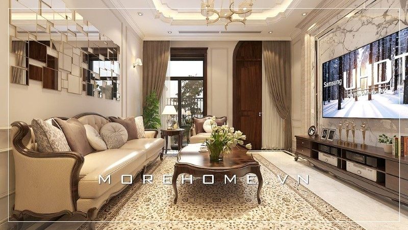 Hãy cùng nhìn lại và đánh giá những mẫu thiết kế phòng khách biệt thự theo phong cách tân cổ điển được ưa chuộng nhất trong năm nay.